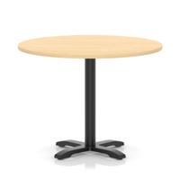 Italia 1000mm Poseur Round Table Maple Top 750mm High Black Leg Cross Base
