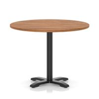 Italia 1000mm Poseur Round Table Walnut Top 750mm High Black Leg Cross Base