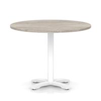 Italia 1000mm Poseur Round Table Grey Oak Top 750mm High White Leg Cross Base
