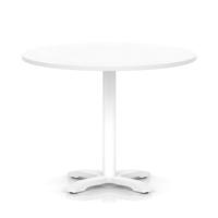 Italia 1000mm Poseur Round Table White Top 750mm High White Leg Cross Base