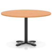 Italia 1200mm Poseur Round Table Beech Top 750mm High Black Leg Cross Base