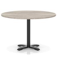 Italia 1200mm Poseur Round Table Grey Oak Top 750mm High Black Leg Cross Base