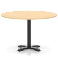 Italia 1200mm Poseur Round Table Maple Top 750mm High Black Leg Cross Base
