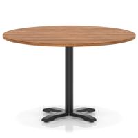 Italia 1200mm Poseur Round Table Walnut Top 750mm High Black Leg Cross Base