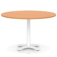 Italia 1200mm Poseur Round Table Beech Top 750mm High White Leg Cross Base
