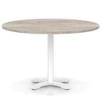 Italia 1200mm Poseur Round Table Grey Oak Top 750mm High White Leg Cross Base