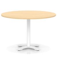 Italia 1200mm Poseur Round Table Maple Top 750mm High White Leg Cross Base