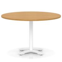 Italia 1200mm Poseur Round Table Oak Top 750mm High White Leg Cross Base