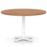 Italia 1200mm Poseur Round Table Walnut Top 750mm High White Leg Cross Base