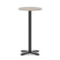 Italia 600mm Poseur Round Table Grey Oak Top 1170mm High Black Leg Cross Base