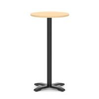 Italia 600mm Poseur Round Table Maple Top 1170mm High Black Leg Cross Base