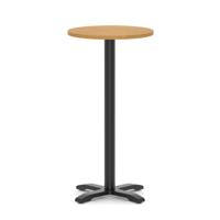Italia 600mm Poseur Round Table Oak Top 1170mm High Black Leg Cross Base