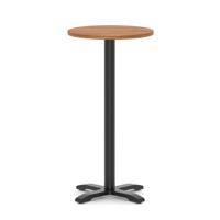 Italia 600mm Poseur Round Table Walnut Top 1170mm High Black Leg Cross Base