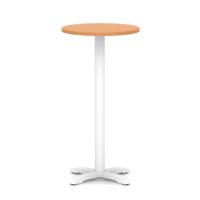 Italia 600mm Poseur Round Table Beech Top 1170mm High White Leg Cross Base