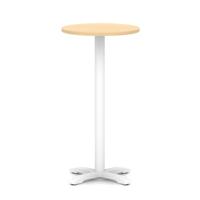 Italia 600mm Poseur Round Table Maple Top 1170mm High White Leg Cross Base