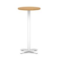 Italia 600mm Poseur Round Table Oak Top 1170mm High White Leg Cross Base