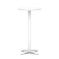 Italia 600mm Poseur Round Table White Top 1170mm High White Leg Cross Base