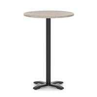 Italia 800mm Poseur Round Table Grey Oak Top 1170mm High Black Leg Cross Base