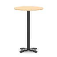 Italia 800mm Poseur Round Table Maple Top 1170mm High Black Leg Cross Base