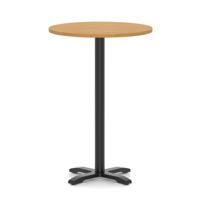 Italia 800mm Poseur Round Table Oak Top 1170mm High Black Leg Cross Base
