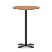 Italia 800mm Poseur Round Table Walnut Top 1170mm High Black Leg Cross Base