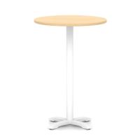 Italia 800mm Poseur Round Table Maple Top 1170mm High White Leg Cross Base