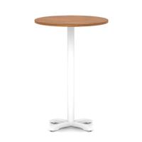 Italia 800mm Poseur Round Table Walnut Top 1170mm High White Leg Cross Base