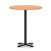 Italia 1000mm Poseur Round Table Beech Top 1170mm High Black Leg Cross Base
