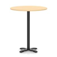 Italia 1000mm Poseur Round Table Maple Top 1170mm High Black Leg Cross Base