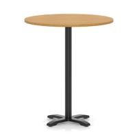Italia 1000mm Poseur Round Table Oak Top 1170mm High Black Leg Cross Base