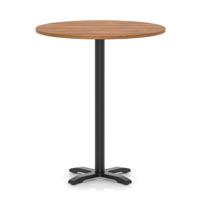 Italia 1000mm Poseur Round Table Walnut Top 1170mm High Black Leg Cross Base