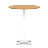 Italia 1000mm Poseur Round Table Oak Top 1170mm High White Leg Cross Base