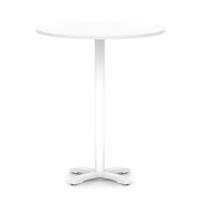 Italia 1000mm Poseur Round Table White Top 1170mm High White Leg Cross Base