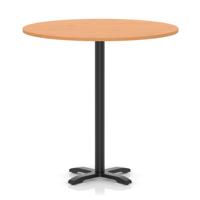 Italia 1200mm Poseur Round Table Beech Top 1170mm High Black Leg Cross Base