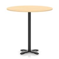 Italia 1200mm Poseur Round Table Maple Top 1170mm High Black Leg Cross Base