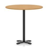 Italia 1200mm Poseur Round Table Oak Top 1170mm High Black Leg Cross Base