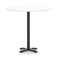 Italia 1200mm Poseur Round Table White Top 1170mm High Black Leg Cross Base