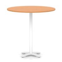 Italia 1200mm Poseur Round Table Beech Top 1170mm High White Leg Cross Base