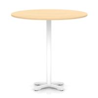 Italia 1200mm Poseur Round Table Maple Top 1170mm High White Leg Cross Base