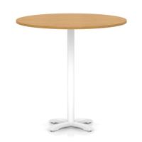 Italia 1200mm Poseur Round Table Oak Top 1170mm High White Leg Cross Base