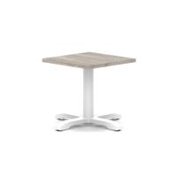Italia 600mm Square Coffee Table Grey Oak Top 495mm High White Leg Cross Base
