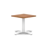 Italia 600mm Square Coffee Table Walnut Top 495mm High White Leg Cross Base