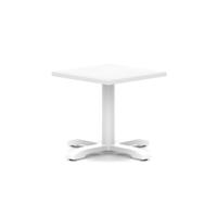 Italia 600mm Square Coffee Table White Top 495mm High White Leg Cross Base