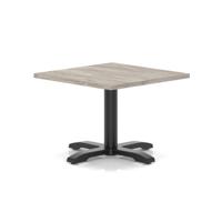Italia 800mm Square Coffee Table Grey Oak Top 495mm High Black Leg Cross Base