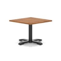 Italia 800mm Square Coffee Table Walnut Top 495mm High Black Leg Cross Base