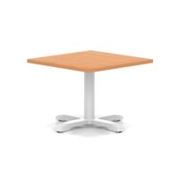 Italia 800mm Square Coffee Table Beech Top 495mm High White Leg Cross Base