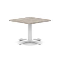 Italia 800mm Square Coffee Table Grey Oak Top 495mm High White Leg Cross Base