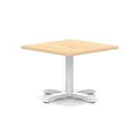 Italia 800mm Square Coffee Table Maple Top 495mm High White Leg Cross Base