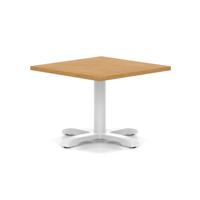 Italia 800mm Square Coffee Table Oak Top 495mm High White Leg Cross Base