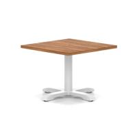 Italia 800mm Square Coffee Table Walnut Top 495mm High White Leg Cross Base